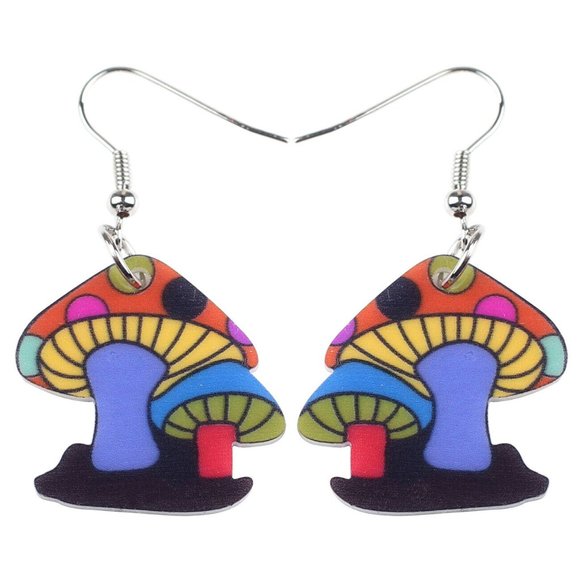 Magic Mushroom Acrylic Psychedelic Plant Earrings - Picture 3 of 7
